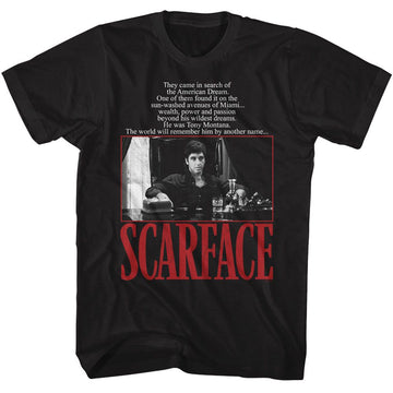 SCARFACE AMERICAN DREAM QUOTE S T-Shirt in Black