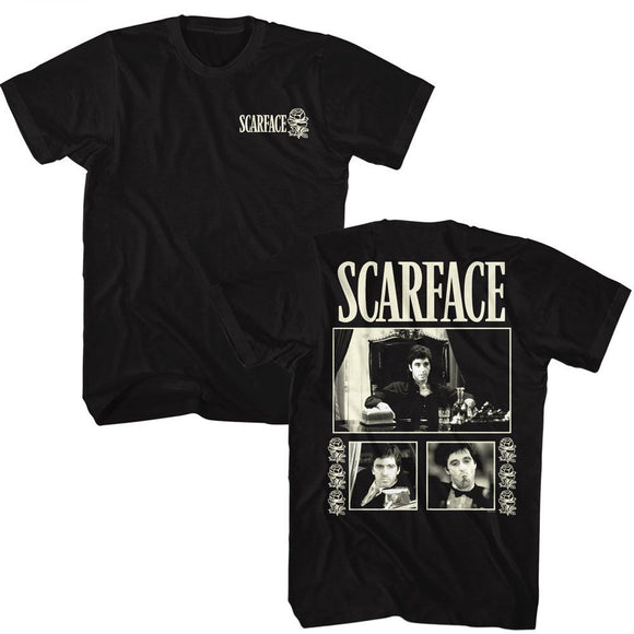SCARFACE THREE PHOTOS W ROSES ***F&B*** S T-Shirt in Black