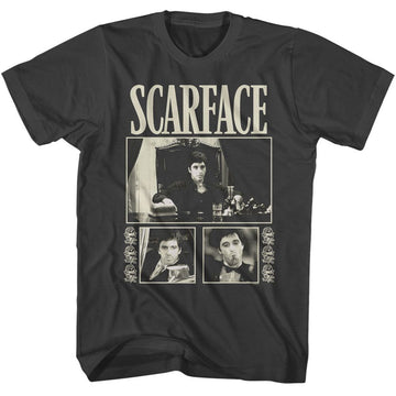 SCARFACE THREE PHOTOS WITH ROSES S T-Shirt in Smoke