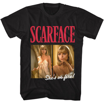 SCARFACE ON FIRE S T-Shirt in Black