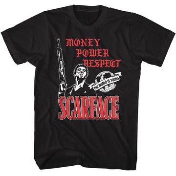 SCARFACE MONEY POWER RESPECT ICONS S T-Shirt in Black