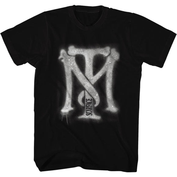 SCARFACE SPRAYPAINT S T-Shirt in Black