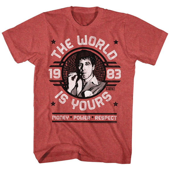 SCARFACE WORLD IS YOURS EMBLEM S T-Shirt in RED Heather