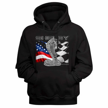 Carroll Shelby Chrome Snake Black Adult Hooded Sweatshirt