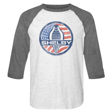 CARROLL SHELBY FLAGLOGO 3/4 SLEEVE S T-Shirt in White Heather/premium Heather
