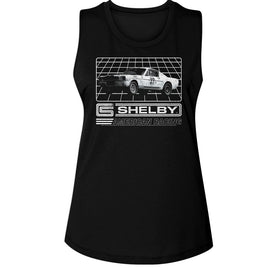 CARROLL SHELBY GRID LADIES MUSCLE TANK S T-Shirt in Black