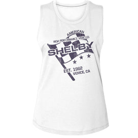 CARROLL SHELBY EST 1962 LADIES MUSCLE TANK S T-Shirt in White