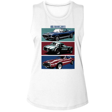 CARROLL SHELBY CARS LADIES MUSCLE TANK S T-Shirt in White