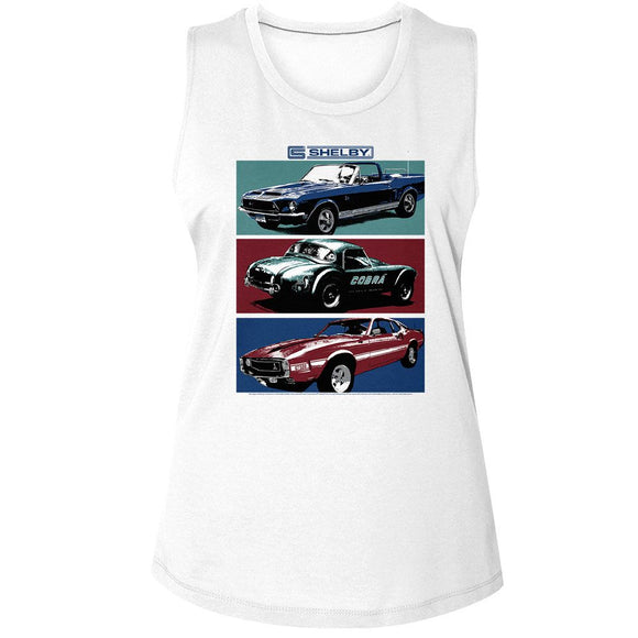 CARROLL SHELBY CARS LADIES MUSCLE TANK S T-Shirt in White