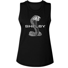 CARROLL SHELBY COBRA LOGO LADIES MUSCLE TANK S T-Shirt in Black