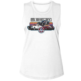 CARROLL SHELBY GRADIENT COLLAGE LADIES MUSCLE TANK S T-Shirt in White