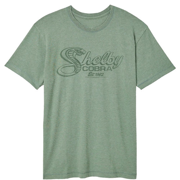 CARROLL SHELBY COBRA SNAKE SCRIPT VINTAGE WASH S T-Shirt in Basil