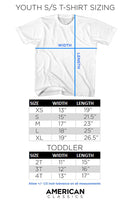 Youth Size Chart for Curious George With Guitar Natural Youth T-Shirt
