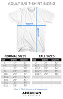Adult Size Chart for Curious George Face And Logo Ginger Adult T-Shirt