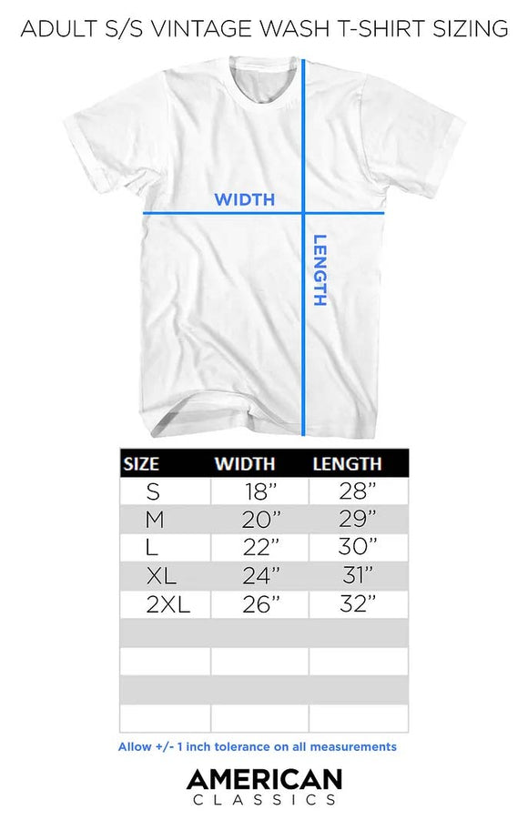 Adult Size Chart for National Parks Yosemite Skyline Oceanside Vintage Wash Adult T-Shirt