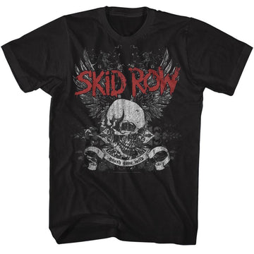 SKID ROW SKULL AND WINGS S T-Shirt in Black