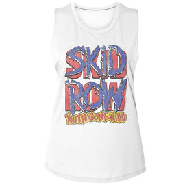 SKID ROW SR LOGO AND YGW LADIES MUSCLE TANK S T-Shirt in White