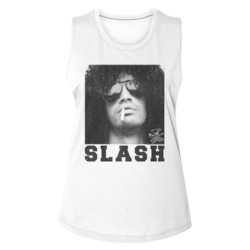 SLASH SMOKING LADIES MUSCLE TANK S T-Shirt in White