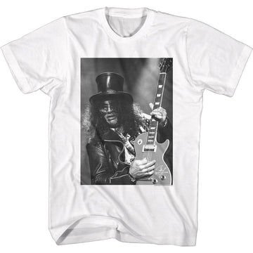 SLASH BW W/GUITAR S T-Shirt in White