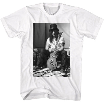 SLASH BW GUITAR S T-Shirt in White