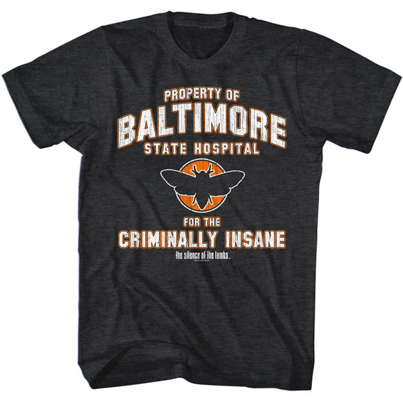 SILENCE OF THE LAMBS SILENCE BALTIMORE STATE S T-Shirt in Black Heather