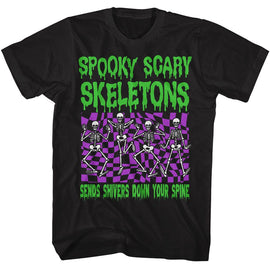 SPOOKY SCARY SKELETONS SSS CHECKERS S T-Shirt in Black