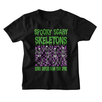 SPOOKY SCARY SKELETONS SSS CHECKERS TODDLER 2T T-Shirt in Black