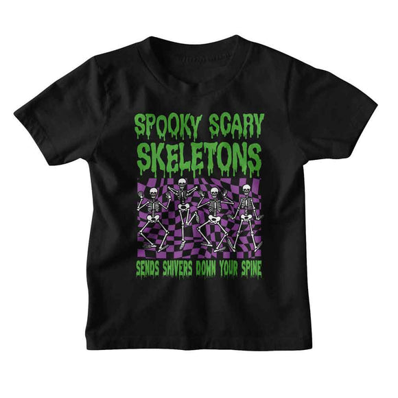 SPOOKY SCARY SKELETONS SSS CHECKERS TODDLER 2T T-Shirt in Black