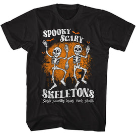 SPOOKY SCARY SKELETONS SSS BATS AND GRAVES S T-Shirt in Black