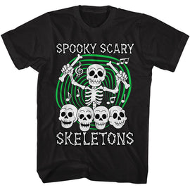 SPOOKY SCARY SKELETONS SSS SKULL DRUMMER S T-Shirt in Black
