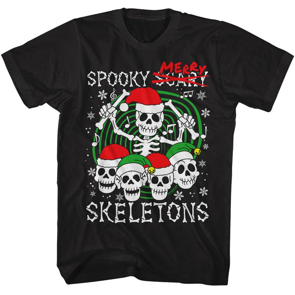 SPOOKY SCARY SKELETONS SPOOKY SCARY MERRY SKELETONS S T-Shirt in Black