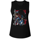STEVIE RAY VAUGHAN KNEELING LADIES MUSCLE TANK S T-Shirt in Black