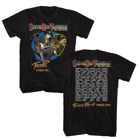 STEVIE RAY VAUGHAN SRV TEXAS FLOOD WORLD TOUR ***F&B*** S T-Shirt in Black