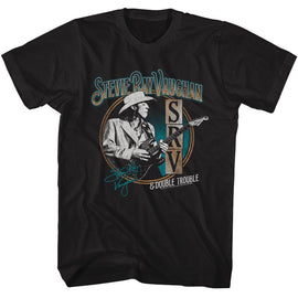 STEVIE RAY VAUGHAN SRV AND DOUBLE TROUBLE S T-Shirt in Black