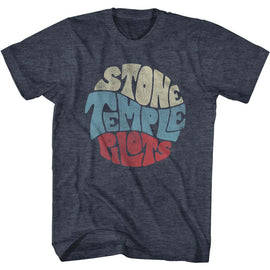 STONE TEMPLE PILOTS CIRCULAR TEXT S T-Shirt in NAVY Heather