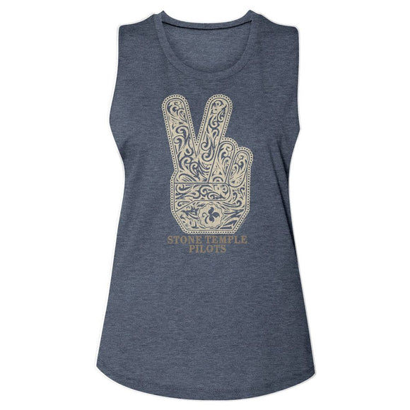 STONE TEMPLE PILOTS PEACE LADIES MUSCLE TANK S T-Shirt in Antique Denim