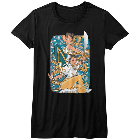 STREET FIGHTER DUAL CHUN LI LADIES S T-Shirt in Black