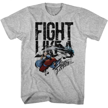 STREET FIGHTER FIGHT LIKE A S T-Shirt in GRAY Heather