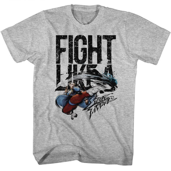 STREET FIGHTER FIGHT LIKE A S T-Shirt in GRAY Heather