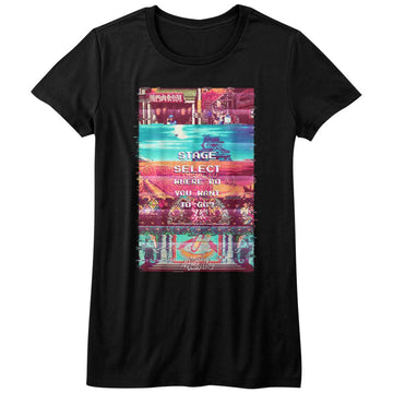 STREET FIGHTER STAGE SELECT LADIES S T-Shirt in Black