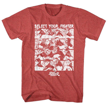 STREET FIGHTER SELECT SCREEN S T-Shirt in RED Heather