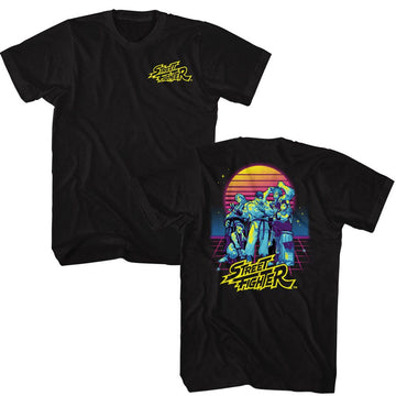 STREET FIGHTER SYNTHWAVE FIGHTER 2 ***F&B*** S T-Shirt in Black