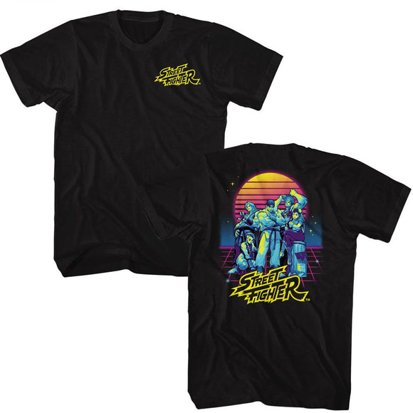 STREET FIGHTER SYNTHWAVE FIGHTER 2 ***F&B*** S T-Shirt in Black