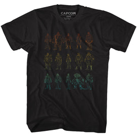 STREET FIGHTER OUTLINES S T-Shirt in Black