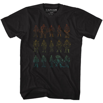 STREET FIGHTER OUTLINES S T-Shirt in Black