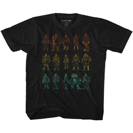 STREET FIGHTER OUTLINES YOUTH XS 5 6 T-Shirt in Black