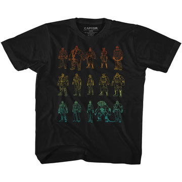 STREET FIGHTER OUTLINES YOUTH XS 5 6 T-Shirt in Black