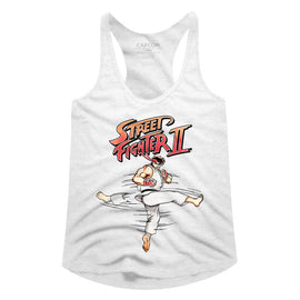 STREET FIGHTER ROUNDHOUSE LADIES SLIMFIT RACERBACK S T-Shirt in White