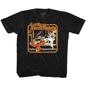 STREET FIGHTER STORYBOOK STYLE YOUTH XS 5 6 T-Shirt in Black