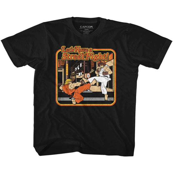STREET FIGHTER STORYBOOK STYLE YOUTH XS 5 6 T-Shirt in Black